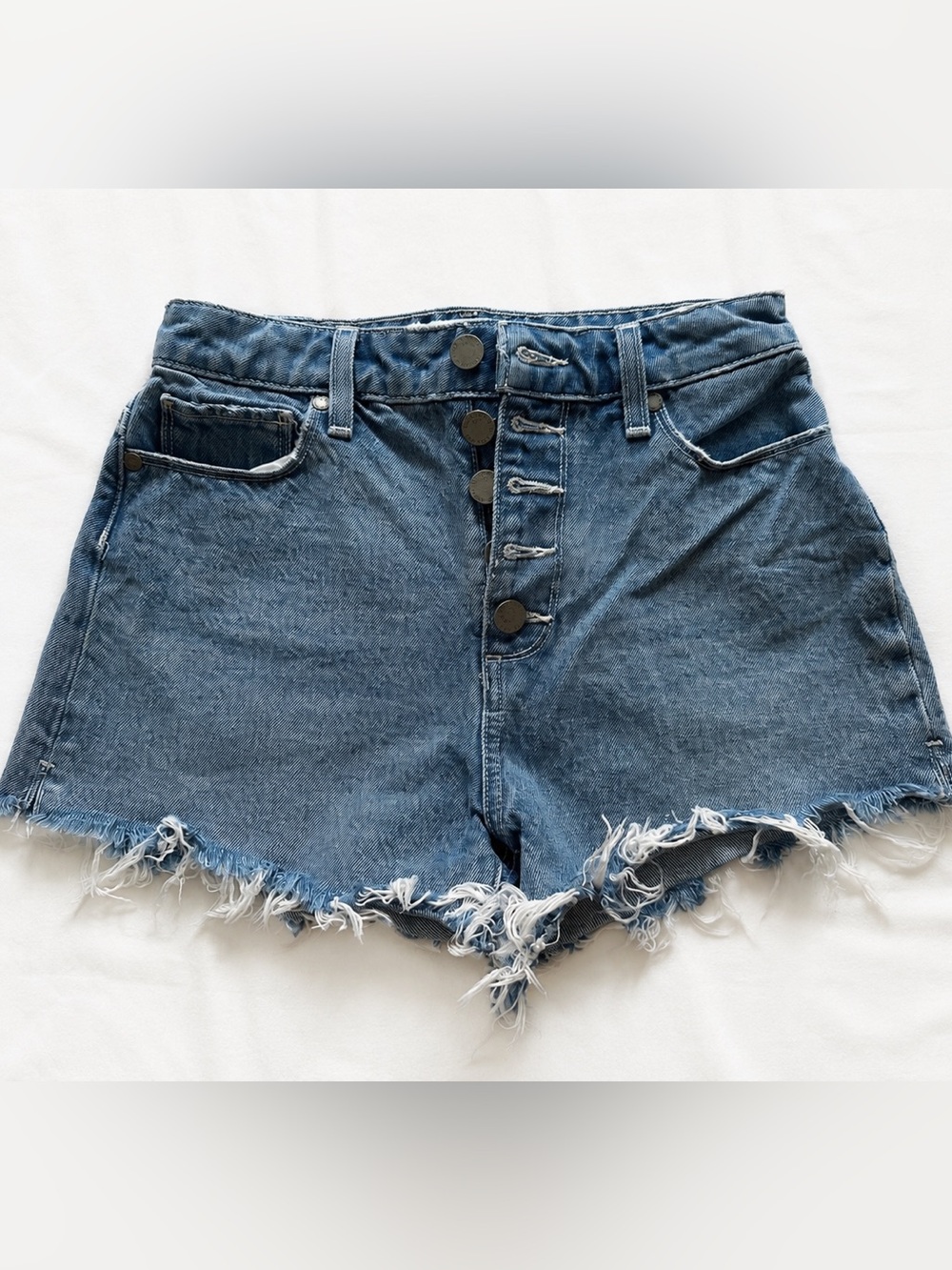 PAIGE Denim Shorts - High Rise Button Fly - Size 24